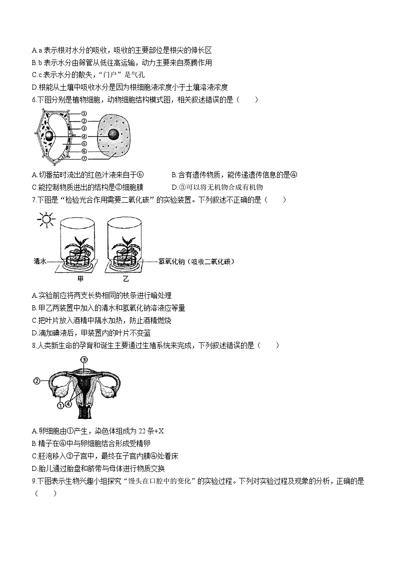 2023年河南省周口市川汇区中考一模生物试题（含答案）第2页