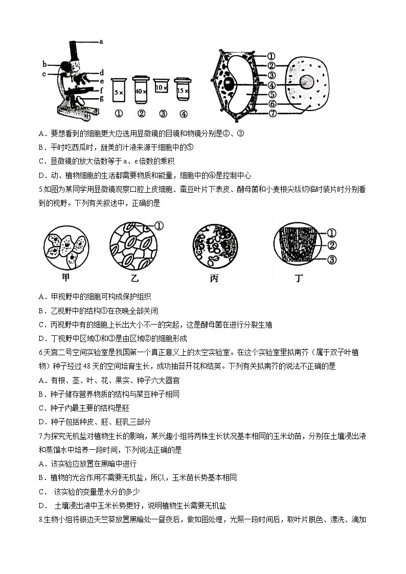 2023年山东省临沂市兰山区中考一模生物试题（含答案）第2页