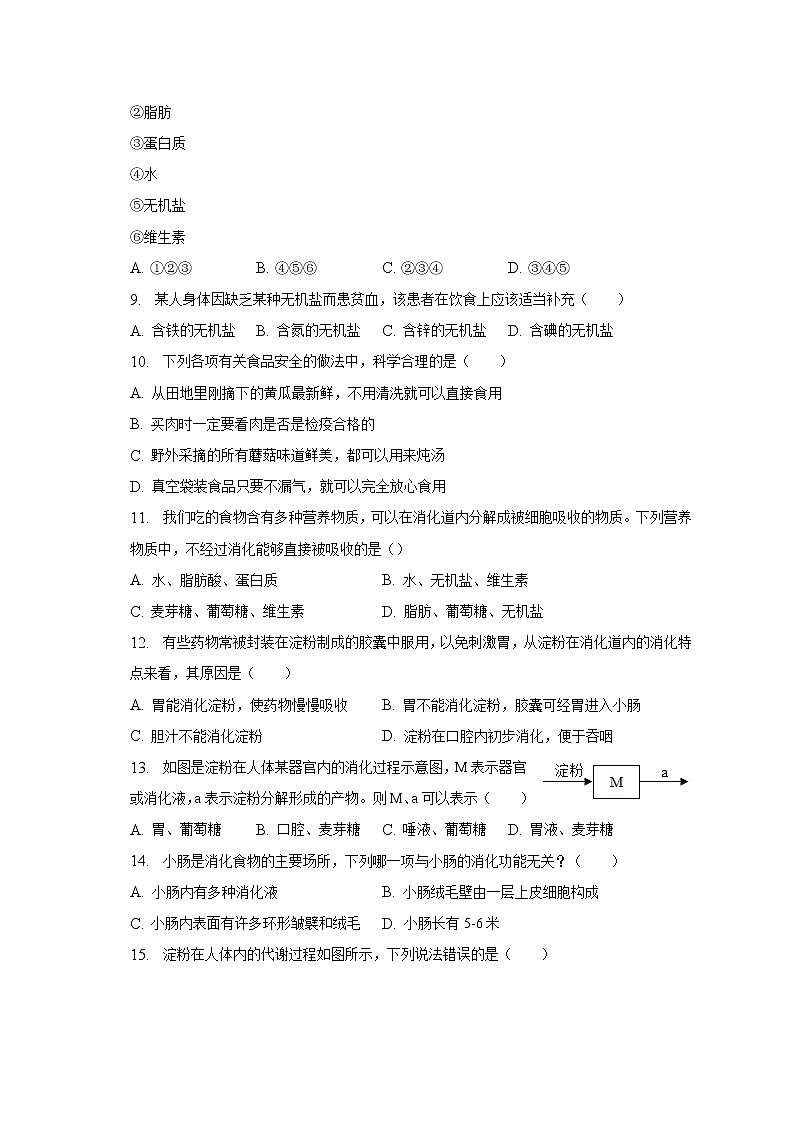 2022-2023学年吉林省白城市通榆县育才学校七年级（下）第五次段考生物试卷（含解析）第2页