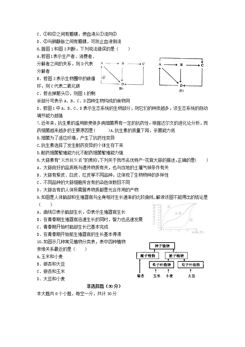 湖北省恩施市中考生物仿真模拟试题6 (含答案)02