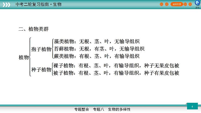 中考生物二轮精准高效复习课件专题08生物的多样性 (含答案)第4页