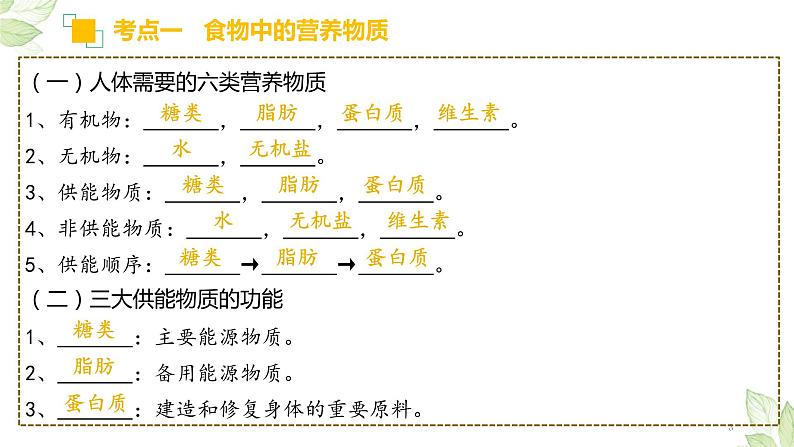 中考生物一轮复习精讲与习题精炼课件专题10 人体的营养(含答案)第3页