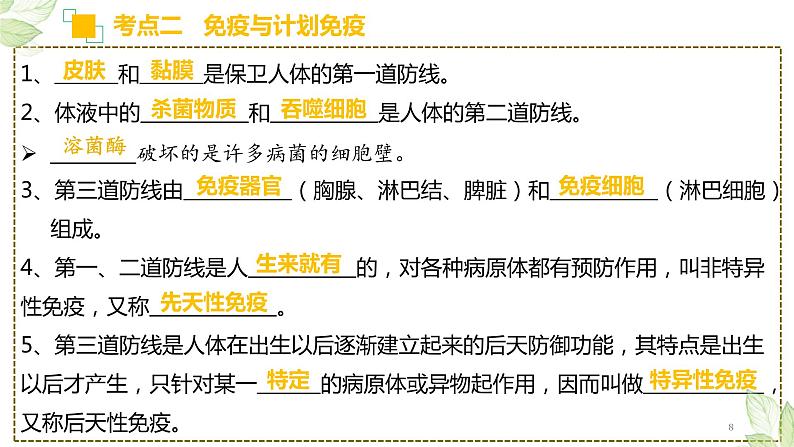 中考生物一轮复习精讲与习题精炼课件专题22 健康地生活(含答案)08