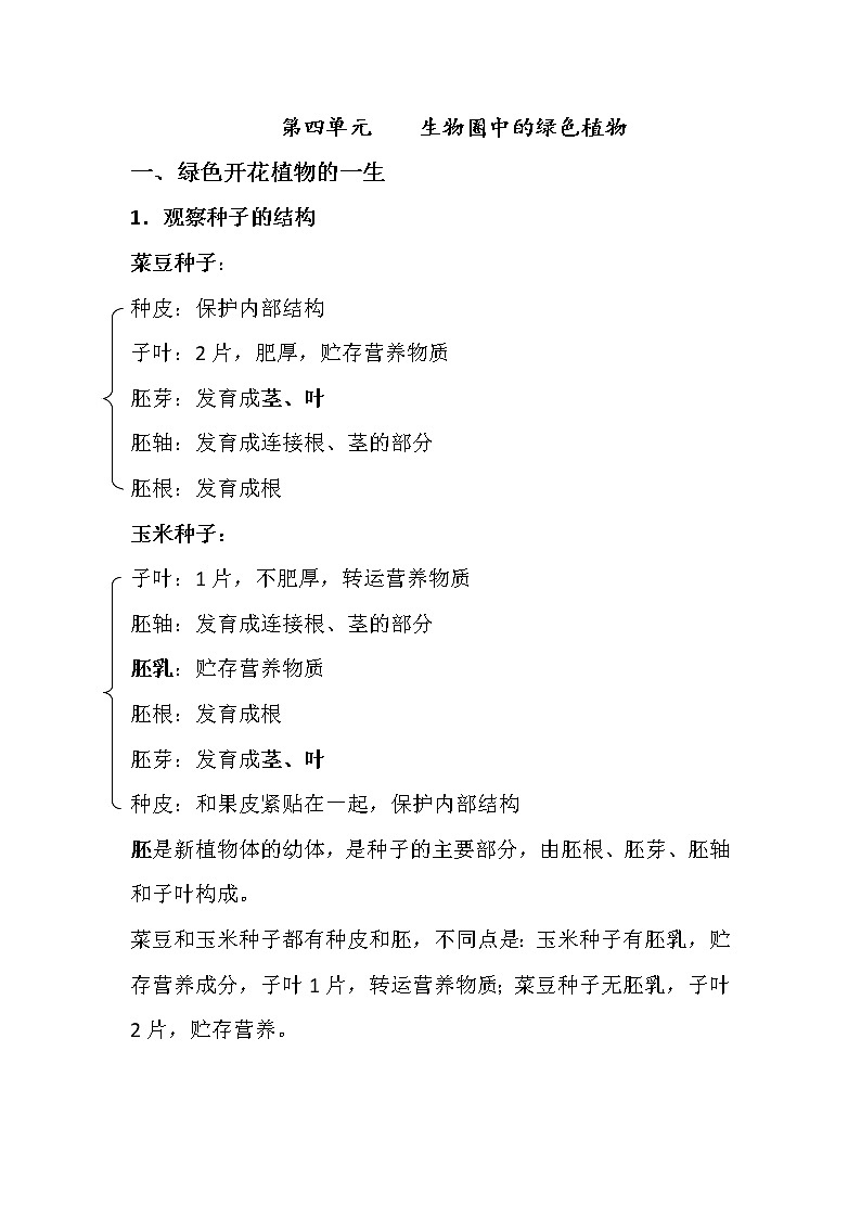 中考生物一轮复习知识点素材：生物圈中的绿色植物第1页