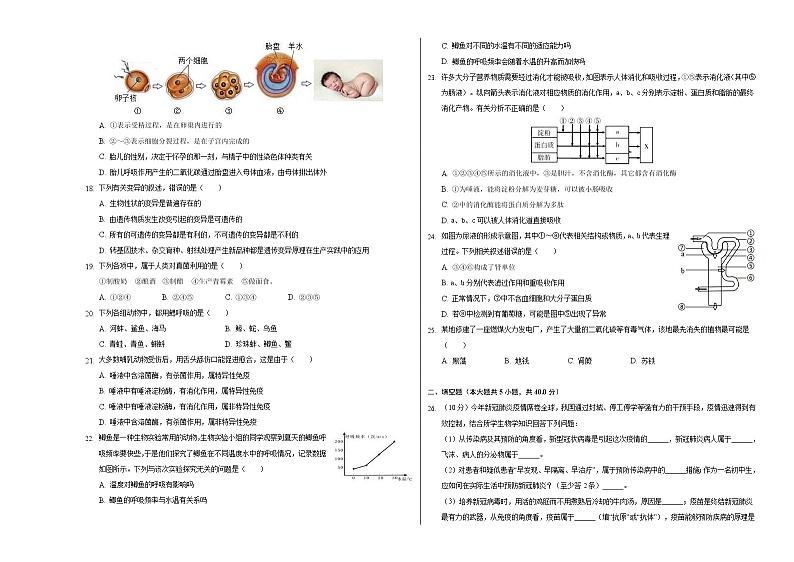 中考生物考前冲刺卷五（原卷版+教师版）03