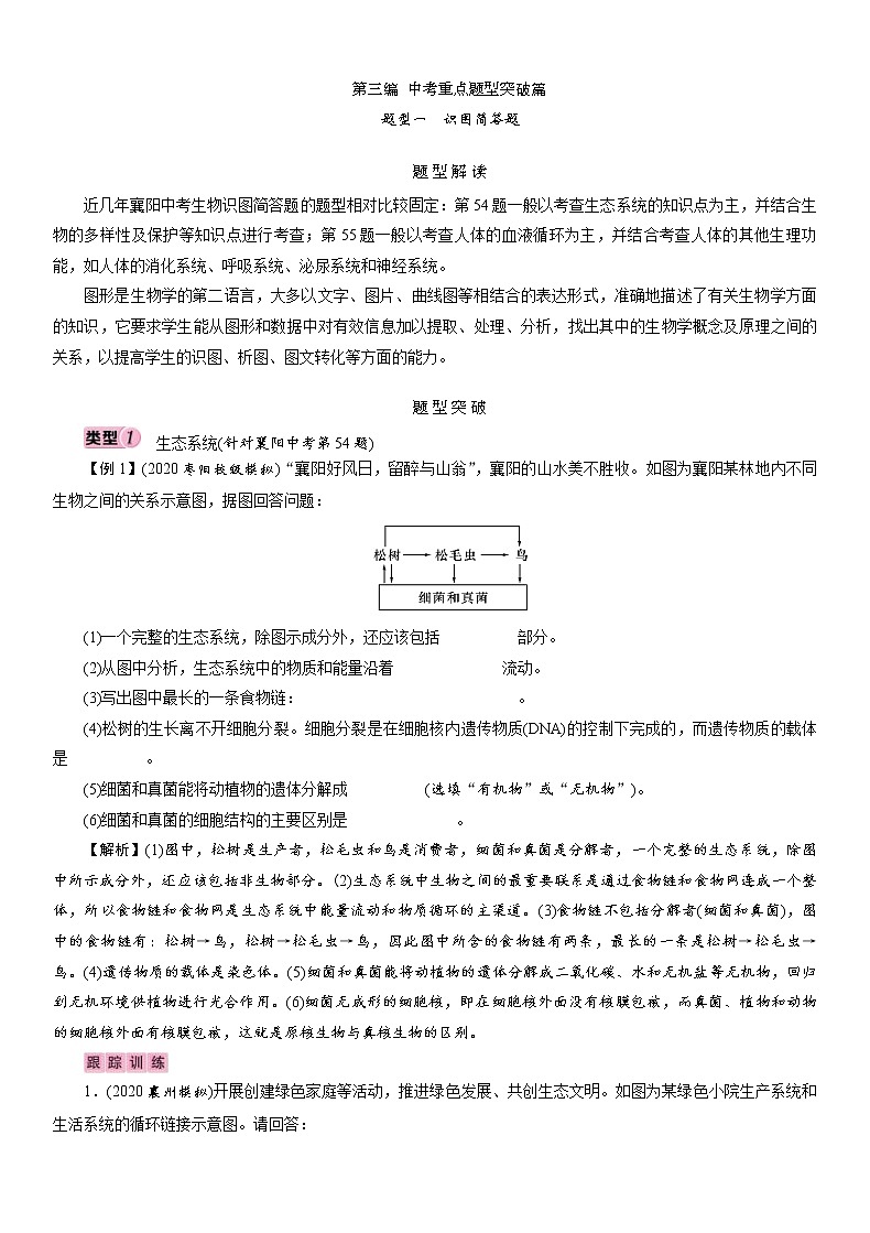中考生物二轮复习讲义题型1　识图简答题 (教师版)第1页