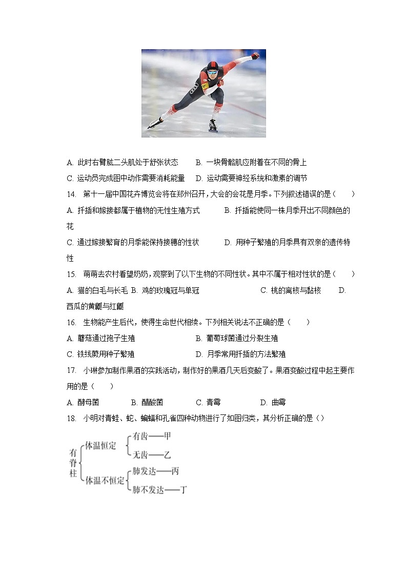 2022-2023学年河南省信阳市固始一中八年级（下）期中生物试卷（含解析）第3页