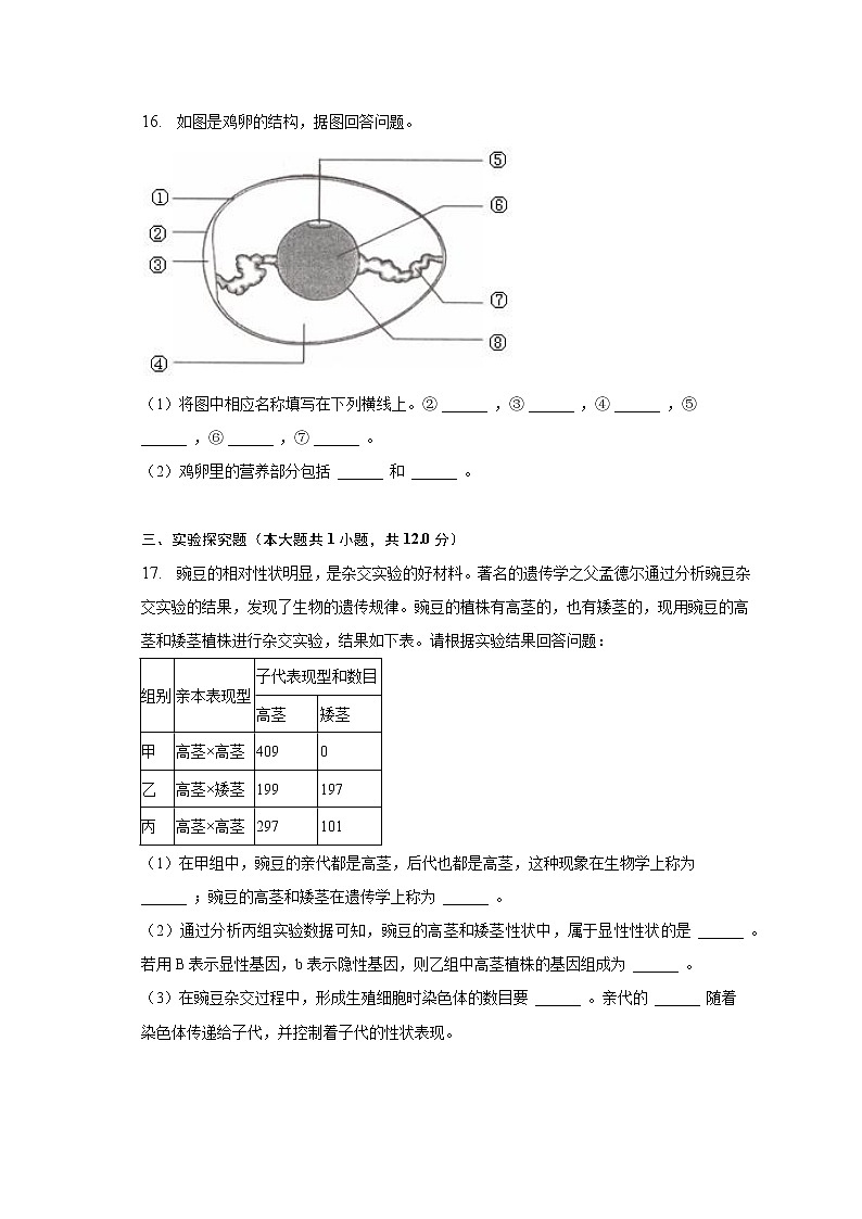 2022-2023学年山西省大同十八中八年级（下）月考生物试卷（3月份）（含解析）03