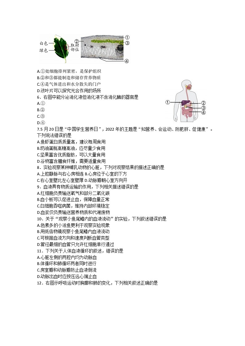 2023年北京市昌平区八年级学业考试一模生物试卷(含答案)02