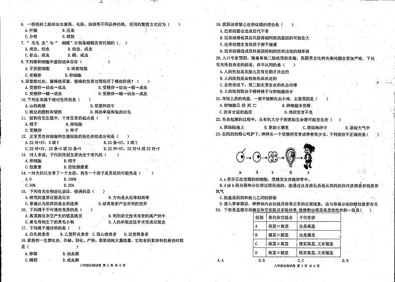 广西北海市银海区2022-2023学年八年级下学期期中生物试卷02