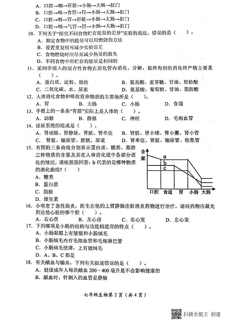 河南省新乡市长垣市2022-2023学年七年级下学期期中生物试题02