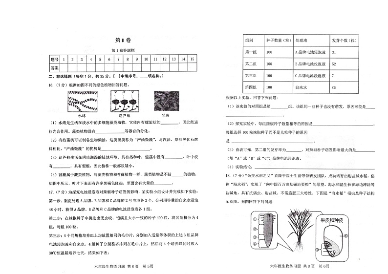 山东省泰安市岱岳区2022-2023学年六年级下学期期中生物试题第3页