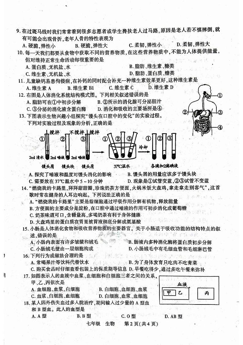 河南省洛阳市伊川县2022-2023学年七年级下学期期中生物试题02