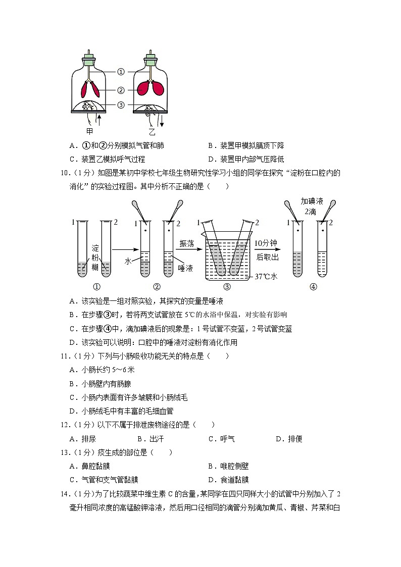 吉林省长春市榆树市八号镇中学校2022-2023学年七年级下学期期中生物试题第2页