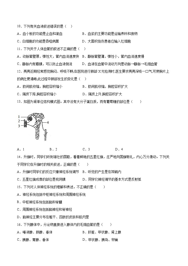 2023年中考押题预测卷02（云南新中考专用卷）-生物（考试版）A403