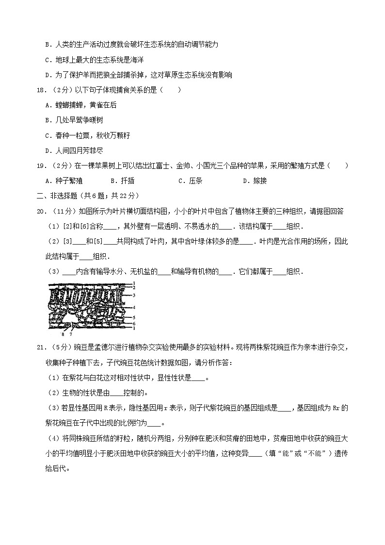 初中生物中考复习 广西贵港市2019年中考生物二模试卷第3页