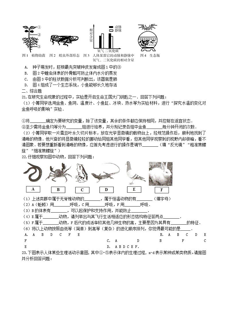 初中生物中考复习 河南省濮阳市2019年中考生物模拟试卷（一）03