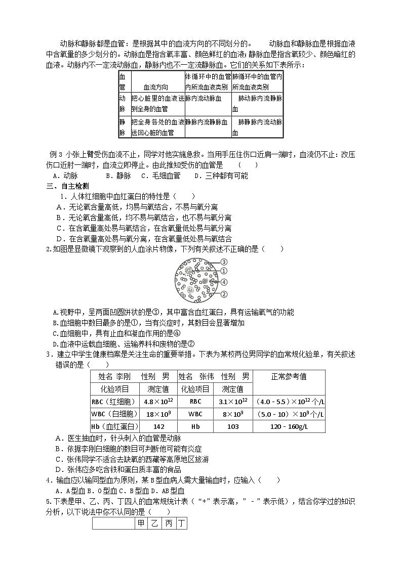 济南版生物七年级下册  第三章 章末复习 回顾提升 学案02