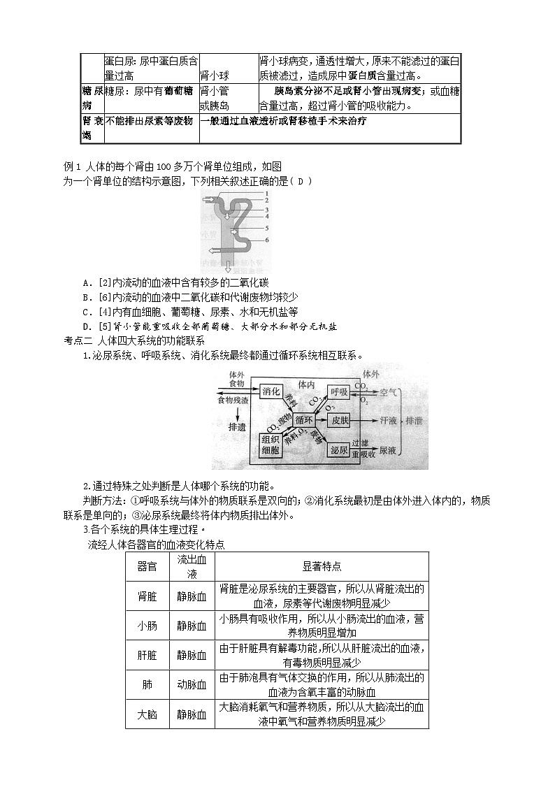 济南版生物七年级下册  第四章 章末复习 回顾提升 学案02