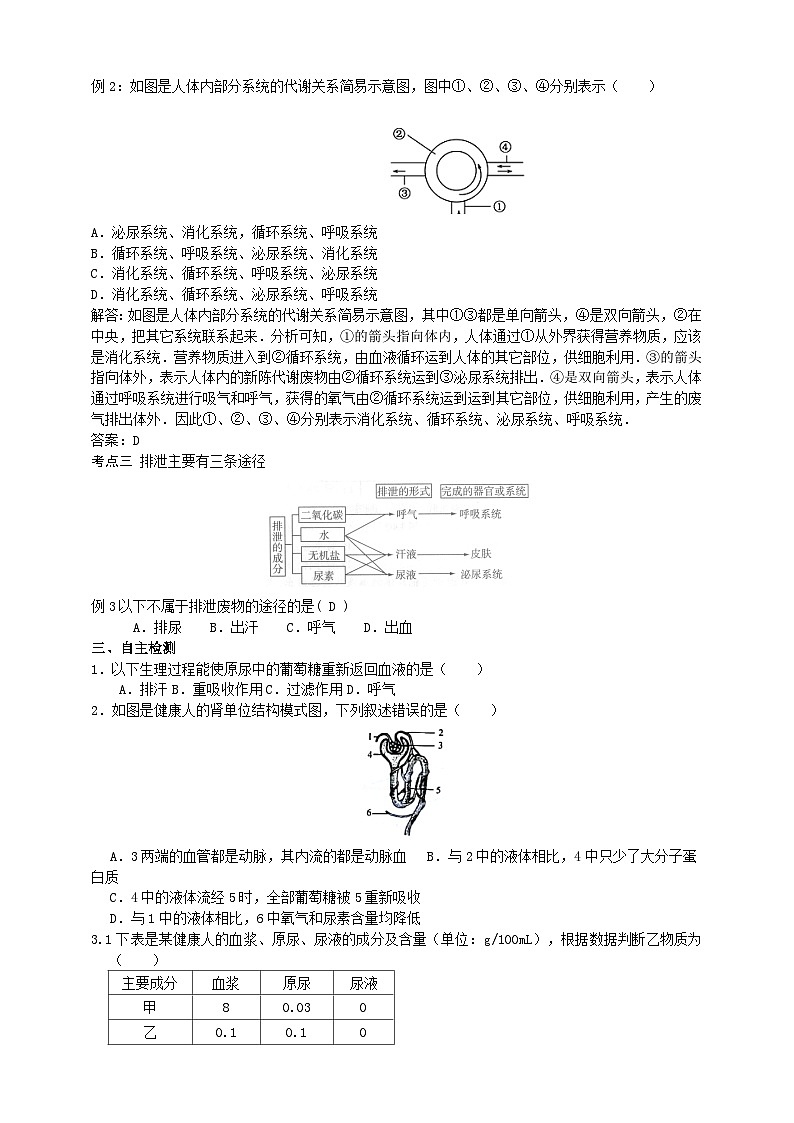 济南版生物七年级下册  第四章 章末复习 回顾提升 学案03