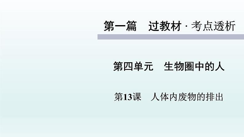 初中生物中考复习 第13课 人体内废物的排出  2021届中考复习生物课件第1页