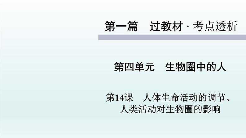 初中生物中考复习 第14课人体生命活动的调节、 人类活动对生物圈的影响 2021届中考复习生物课件第1页