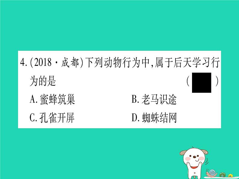 初中生物中考复习 中考生物总复习八上第5单元第16章动物的行为习题课件05