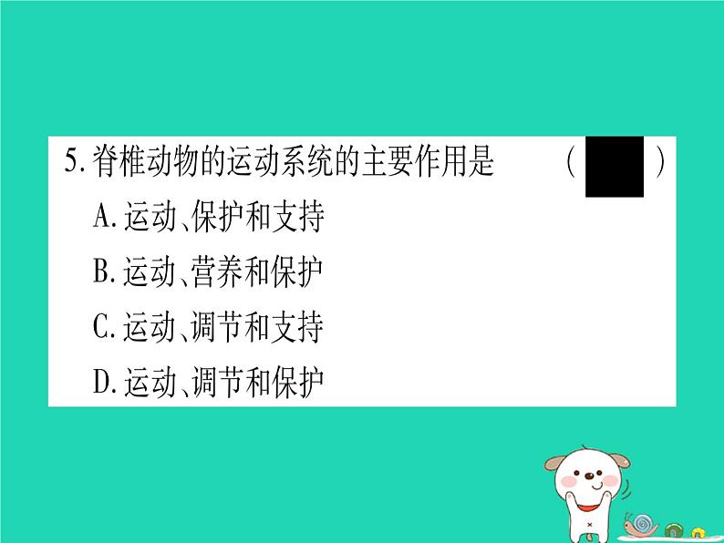 初中生物中考复习 中考生物总复习八上第5单元第15章动物的运动习题课件06