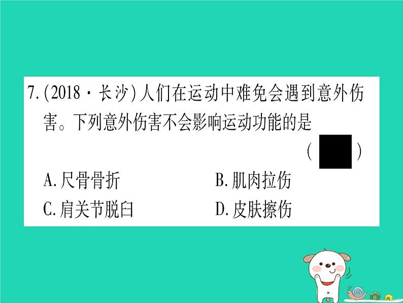 初中生物中考复习 中考生物总复习八上第5单元第15章动物的运动习题课件08