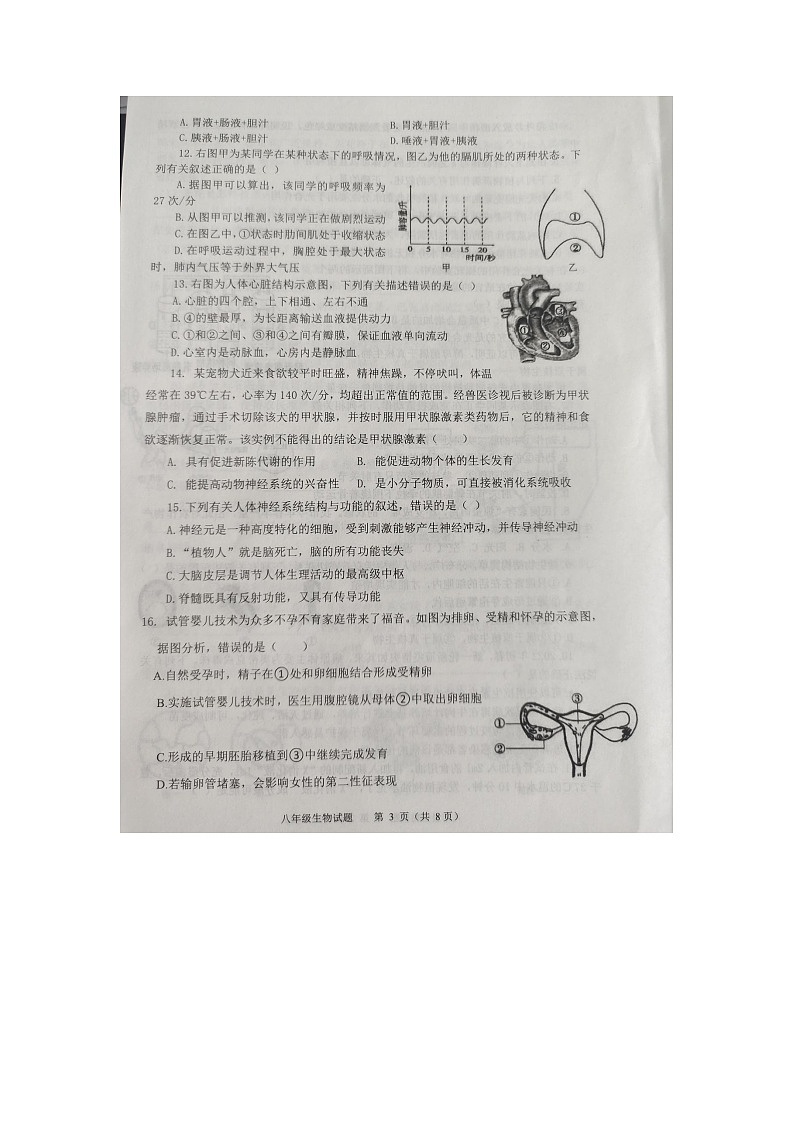 2023年山东省滨州市阳信县第二次适应性训练生物试题03