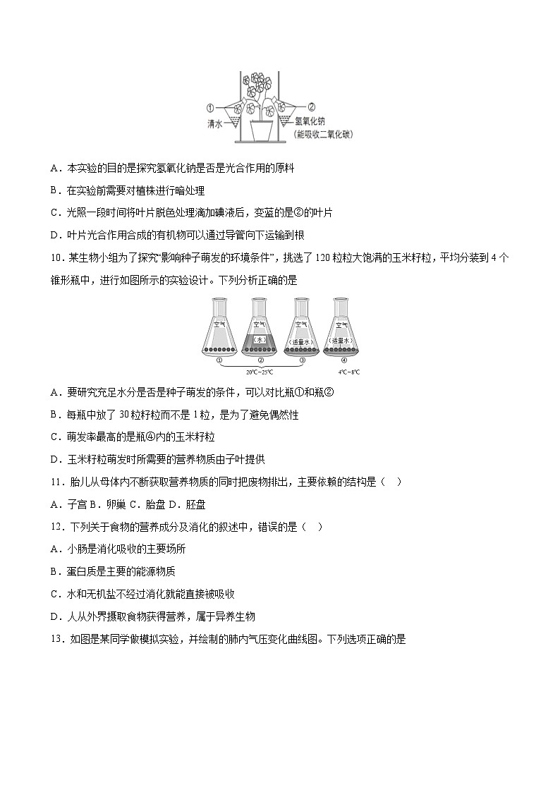 2023年中考考前押题密卷：生物（全国通用）（考试版）03