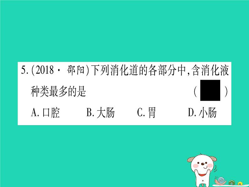 初中生物中考复习 中考生物总复习七下第4单元第8章人体的营养习题课件06