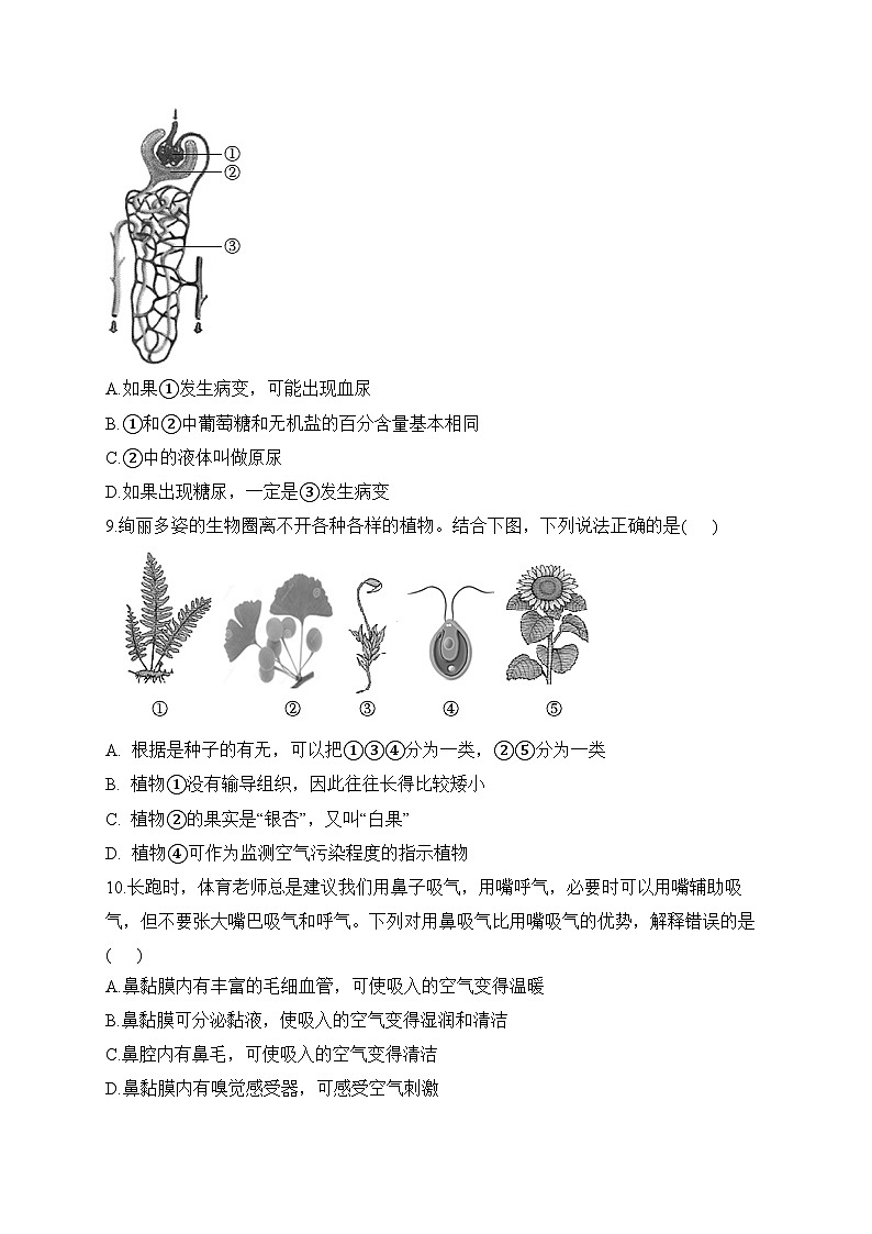 2023届中考生物考向信息卷 山东济南专版03