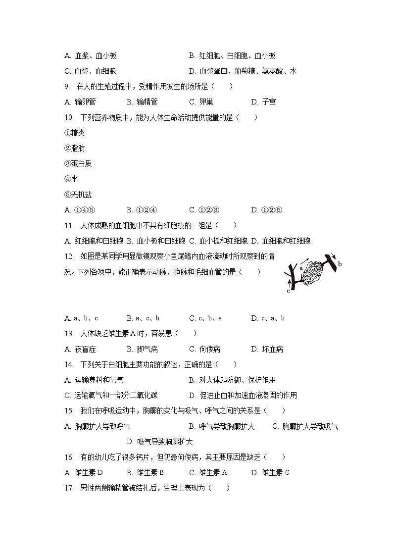 2022-2023学年湖南省永州市蓝山县七年级（下）期中生物试卷（含解析）02