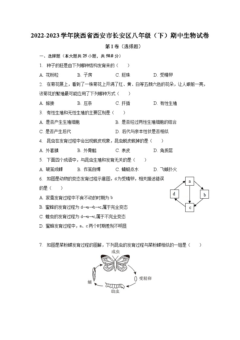 2022-2023学年陕西省西安市长安区八年级（下）期中生物试卷（含解析）01