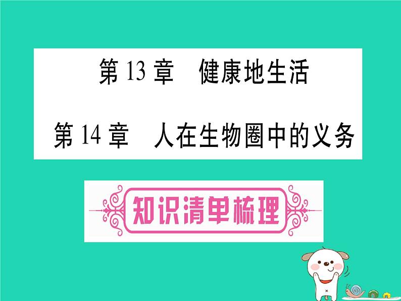 初中生物中考复习 中考生物总复习七下第4单元第13章降地生活第14章人在生物圈中的义务课件第1页