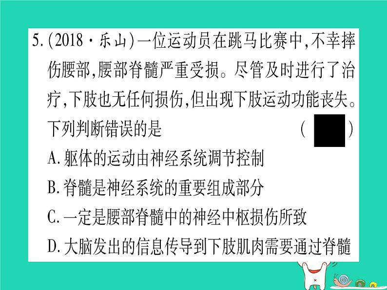 初中生物中考复习 中考生物总复习七下第4单元第12章人体的自我调节习题课件第6页