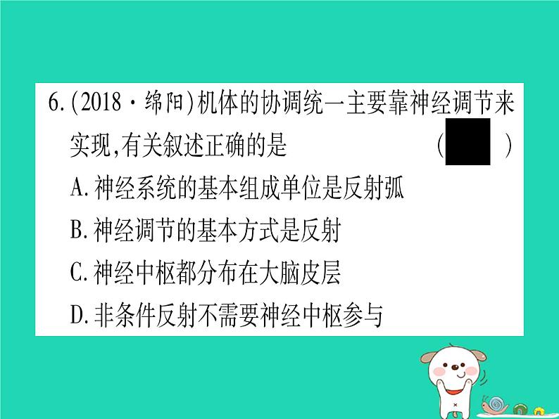 初中生物中考复习 中考生物总复习七下第4单元第12章人体的自我调节习题课件第7页