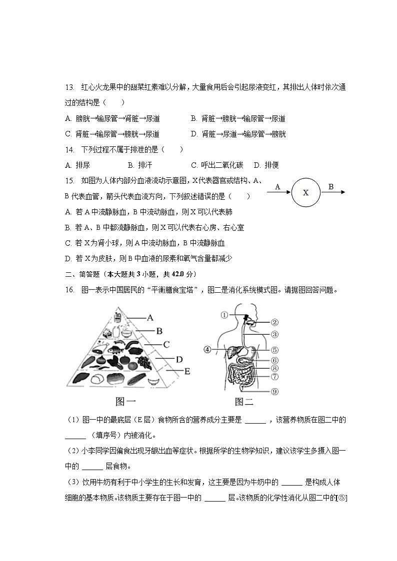 2022-2023学年河北省邯郸市馆陶县七年级（下）期中生物试卷（含解析）03