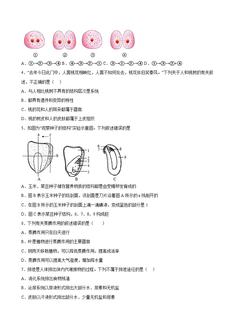 必刷卷02——2023年中考生物考前30天冲刺必刷卷（湖南长沙专用）02