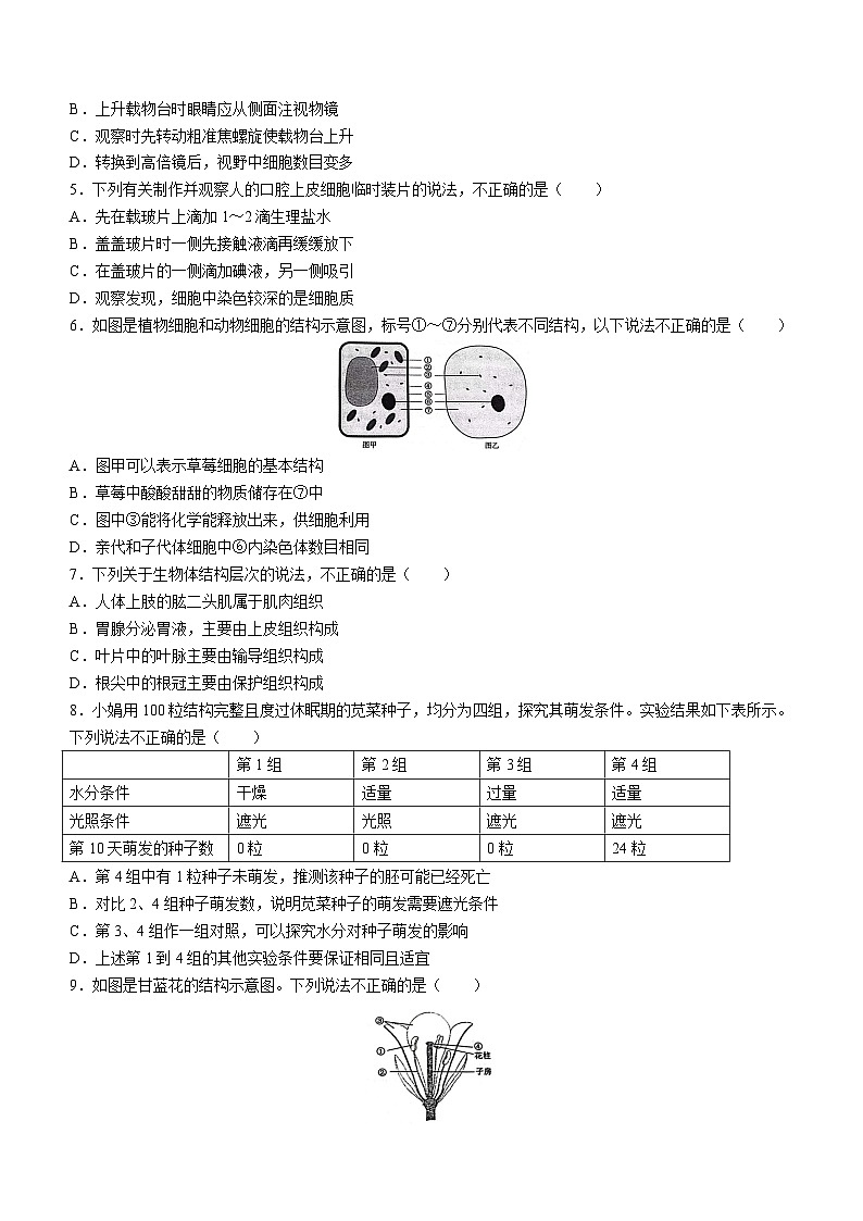 2023年郑州市中考二模生物试题（含答案）02