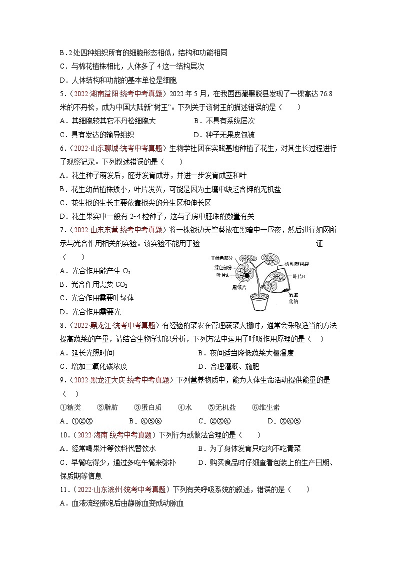 真题重组卷04-2023年中考生物真题汇编重组卷（云南专用）（原卷版）第2页