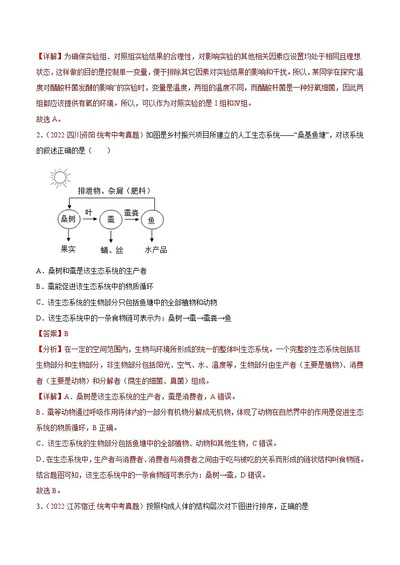 真题重组卷01——2023年中考生物真题汇编重组卷（济南专用）02