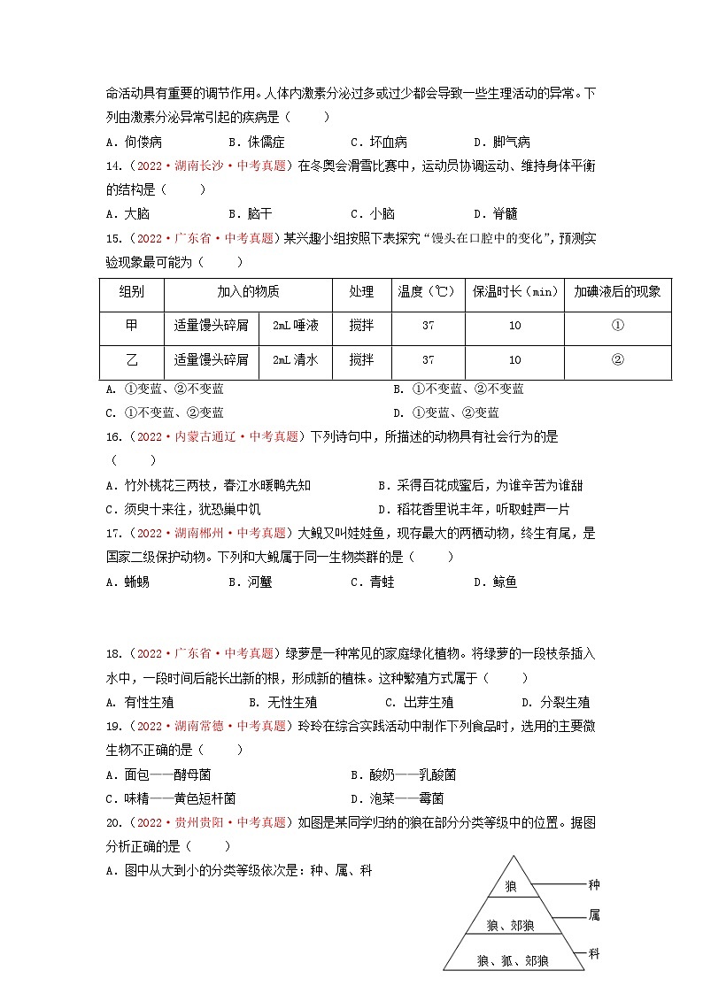 真题重组卷04-2023年中考生物真题汇编重组卷（广东专用）（原卷版）第3页