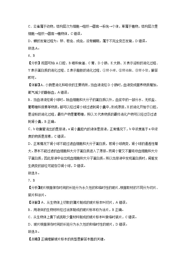 生物（湖南长沙卷）-【试题猜想】2023年中考考前最后一卷（考试版+答题卡+全解全析+参考答案）03