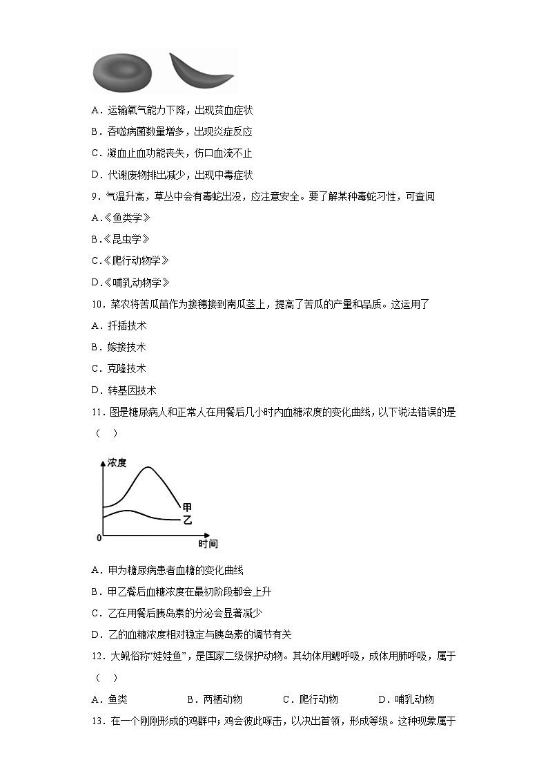 生物（湖南长沙卷）-【试题猜想】2023年中考考前最后一卷（考试版+答题卡+全解全析+参考答案）03