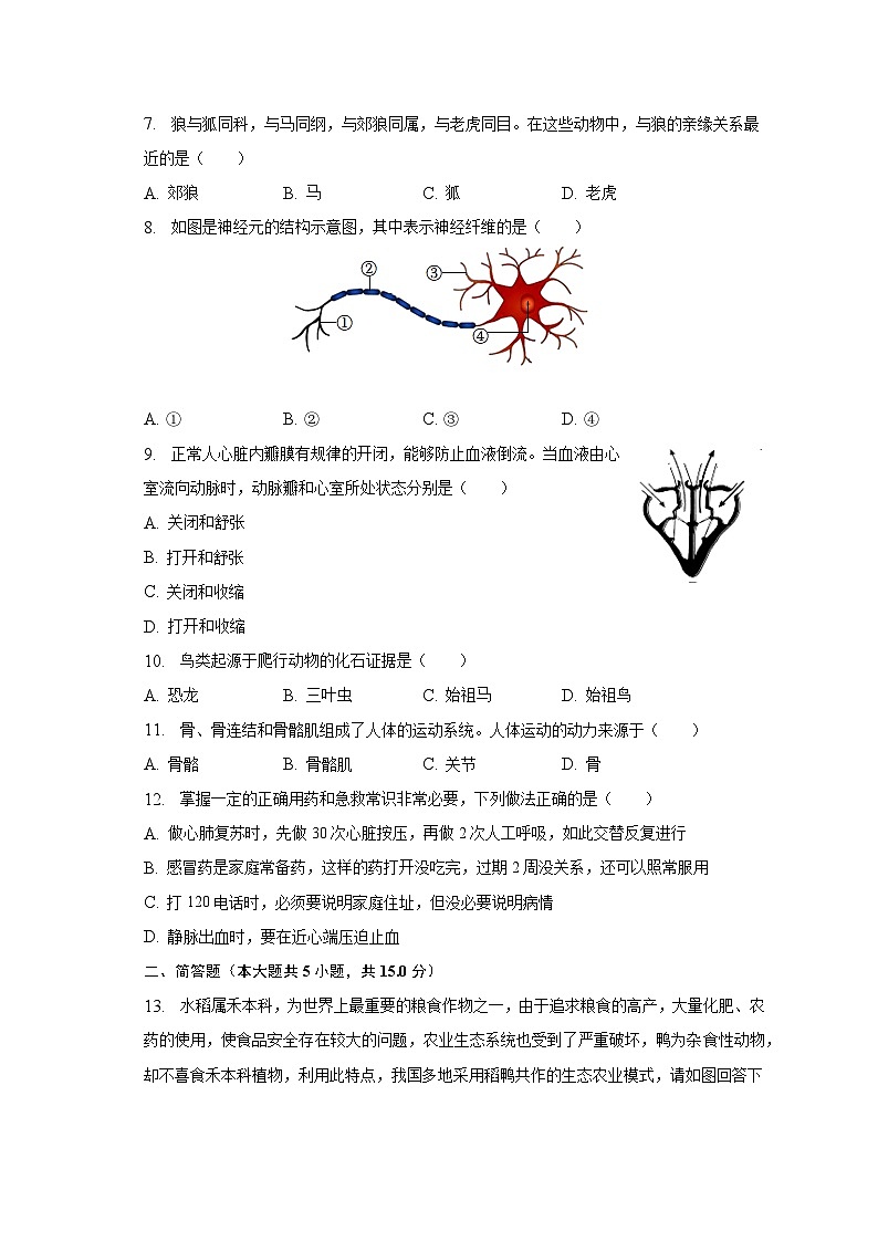 2023年辽宁省锦州市中考生物一模试卷（含解析）02