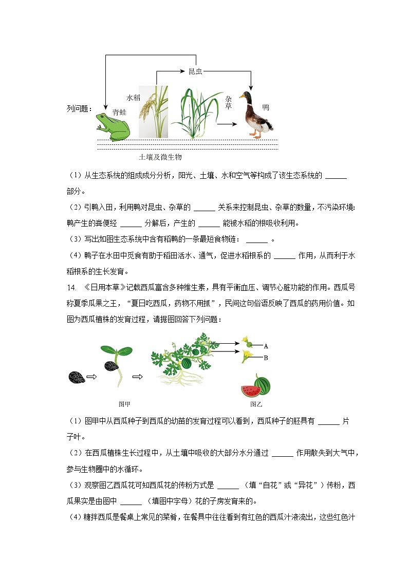 2023年辽宁省锦州市中考生物一模试卷（含解析）03