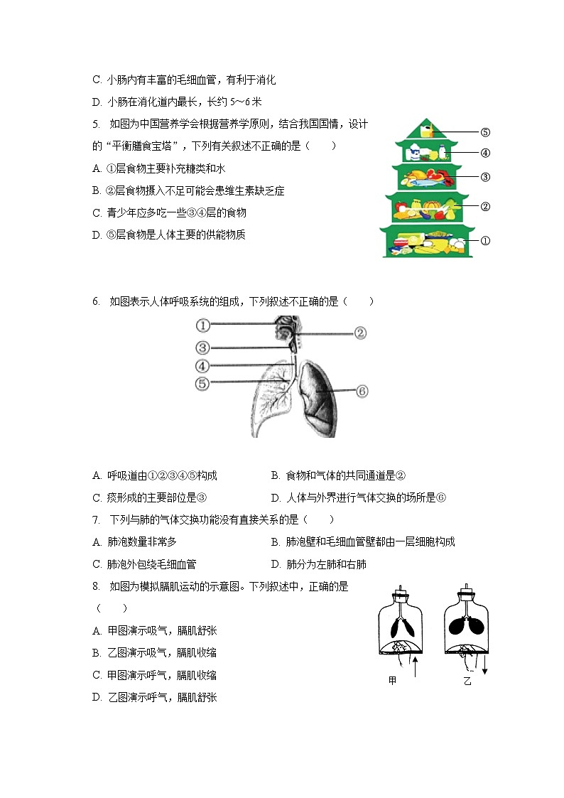 2022-2023学年山东省济南市长清区七年级（下）期中生物试卷（含解析）02
