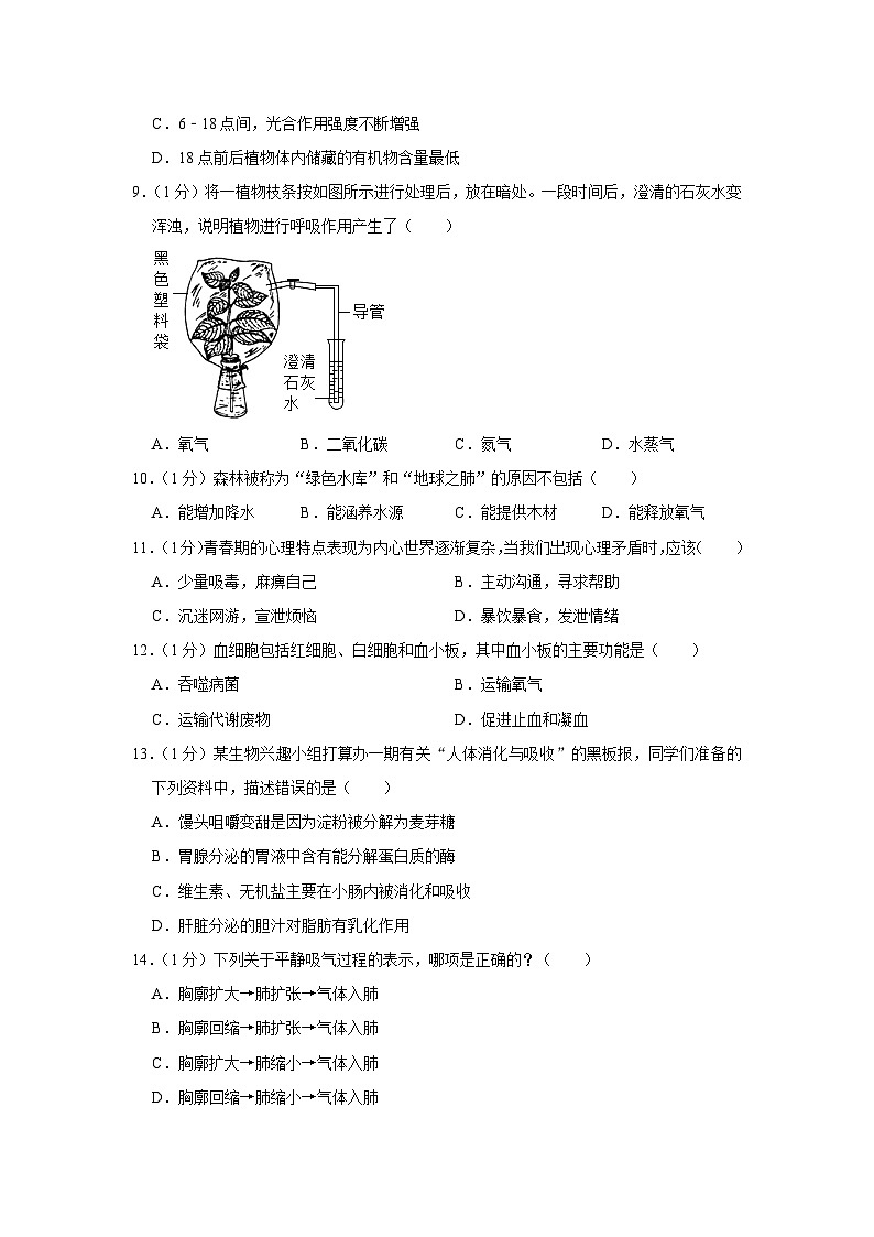 2023年陕西省咸阳市秦都区马庄街道办事处初级中学一模生物试卷（含答案）第3页